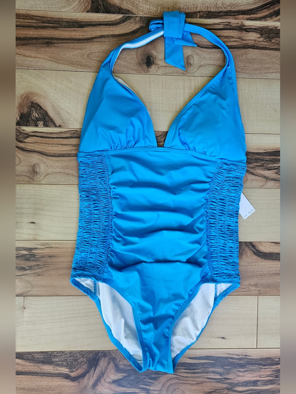 Dkny Bright Blue Halter One-Piece Swimsuit